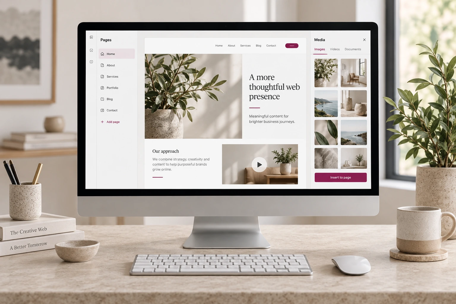 Website-Inhalte im Editor mit Text, Bild und Video einpflegen